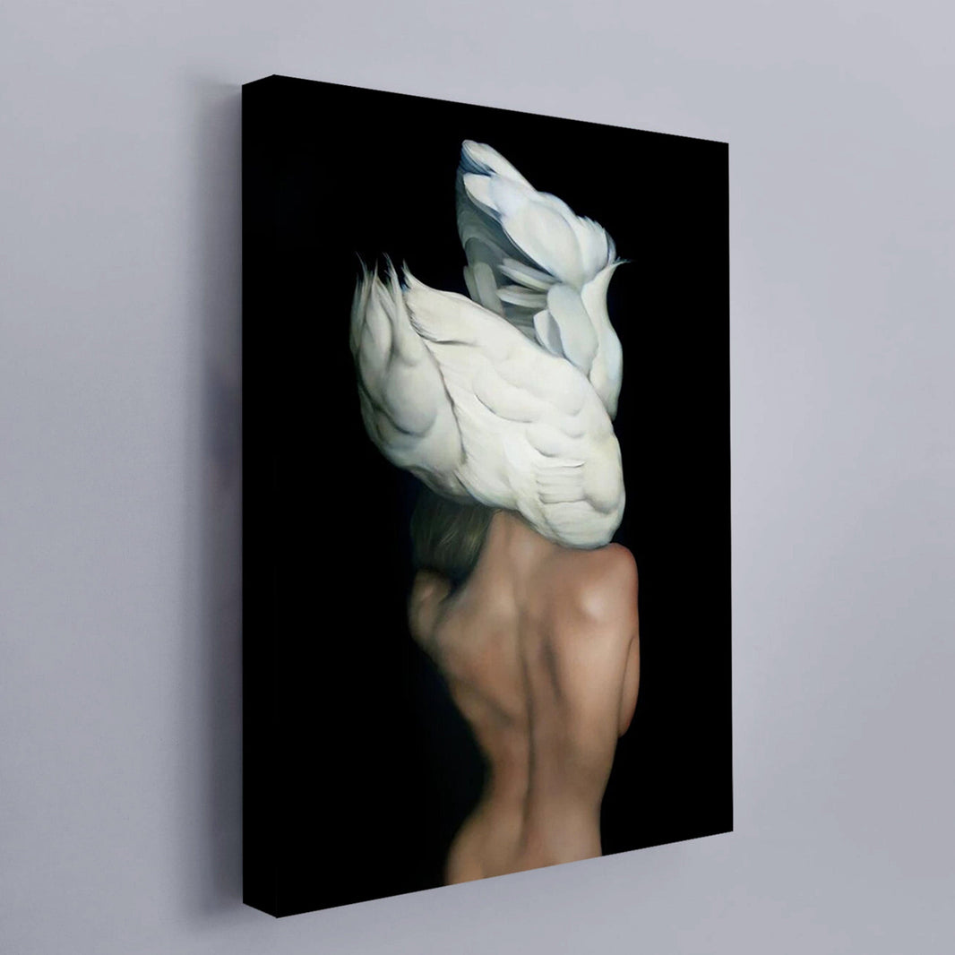 Butterfly Feather Girl Canvas Poster